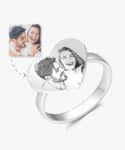 Bague cœur avec photo gravée en argent 925