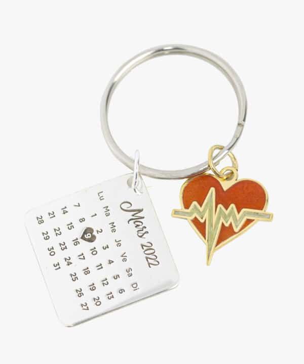 Porte-clés Calendrier Personnalisé – Date Spéciale & Battement De Coeur
