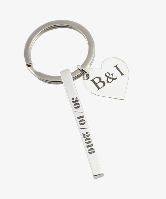 Porte-clés Barre & Cœur Personnalisé – Image 1